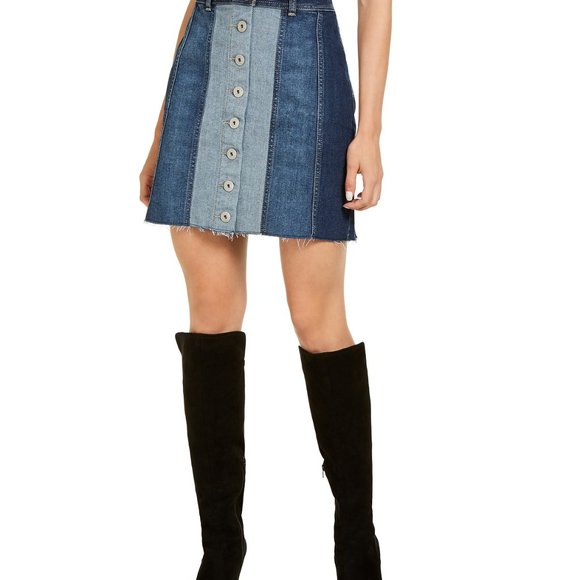 INC International Concepts Dresses & Skirts - INC Denim Patchwork Mini Skirt